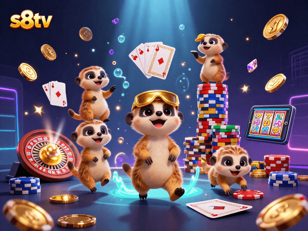 Experience the excitement of s8tv with meerkats managing a lively casino scene and winning strategies.