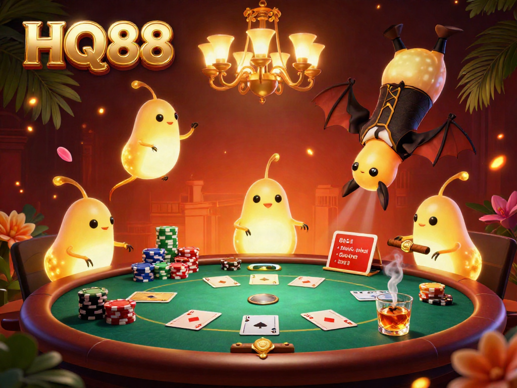Experience the thrill of HQ88 gaming with our vibrant casino illustration featuring glowworms lighting the scene.