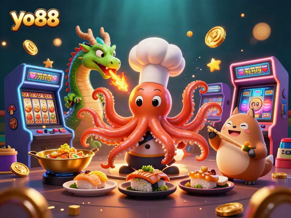 Experience the thrilling excitement of yo88 with a vibrant 3D casino scene featuring dynamic characters.