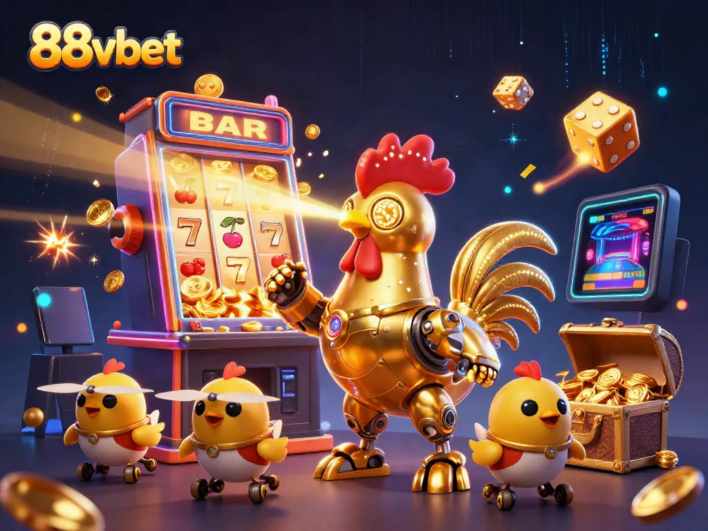 Experience vibrant gameplay with the golden rooster robot at 88vbet's online casino.