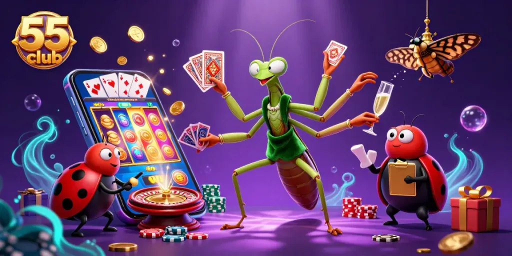 Engage with the exciting 55 club games featuring vibrant casino characters and dynamic gaming elements.