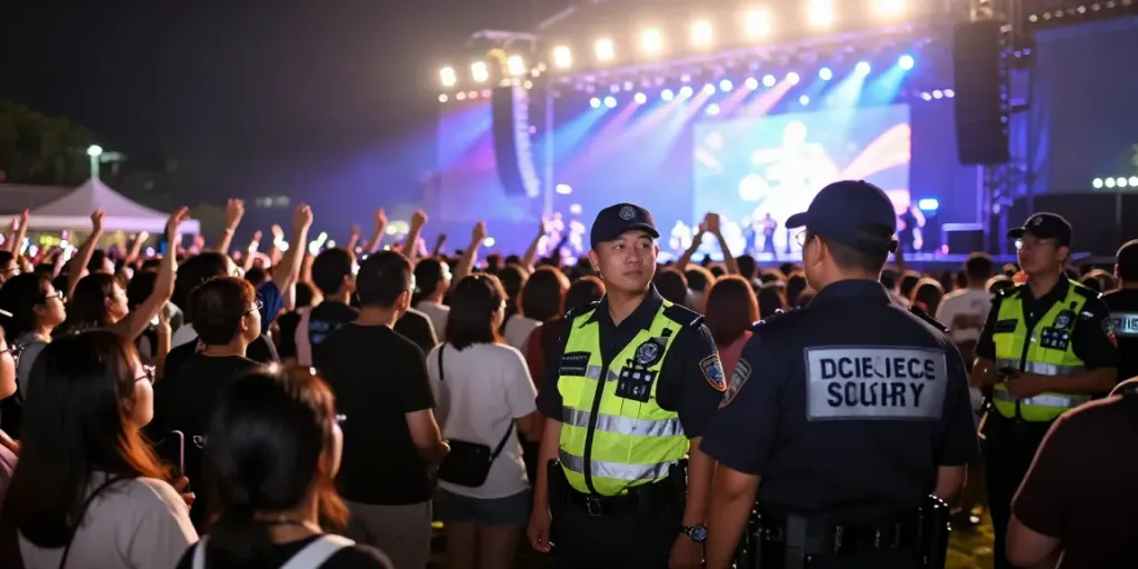Event Security personnel ensuring safety at local concert.
