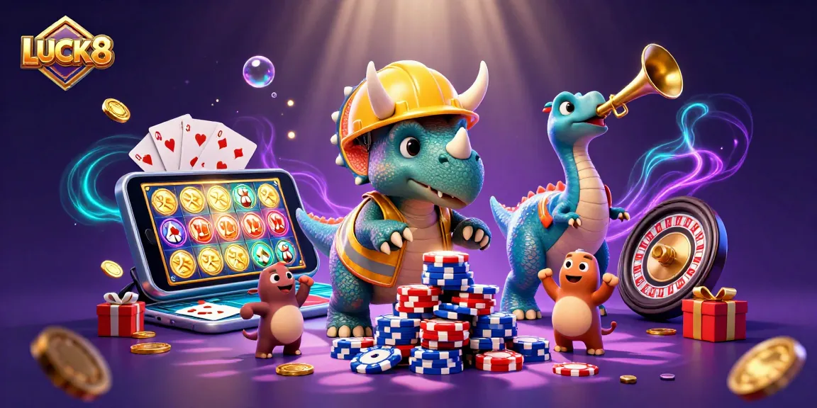 LUCK8 tổ chức trò chơi đánh bài vui nhộn với khủng long và hiệu ứng lấp lánh
