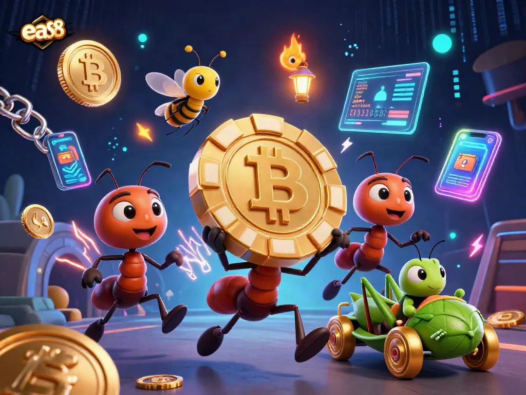 ea88 reveals a heist scene with ants carrying a poker chip through a tunnel, showcasing casino elements.