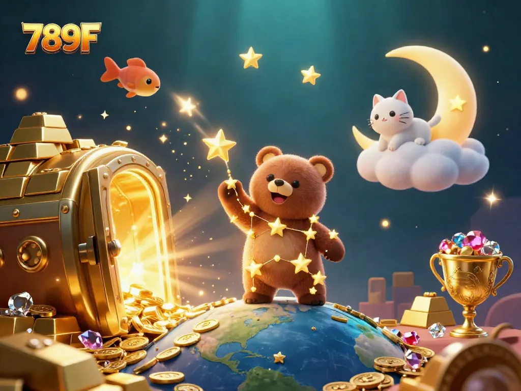 Experience winning at 789F with a vibrant 3D scene of treasures and captivating characters.