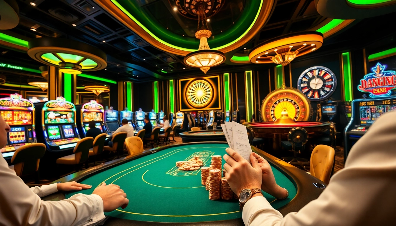 S8 casino interior with poker action, vibrant slot machines, and roulette excitement.