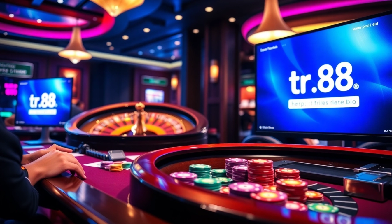Experience thrilling gameplay at https://tr88.bio/ with poker chips and live bets in action.