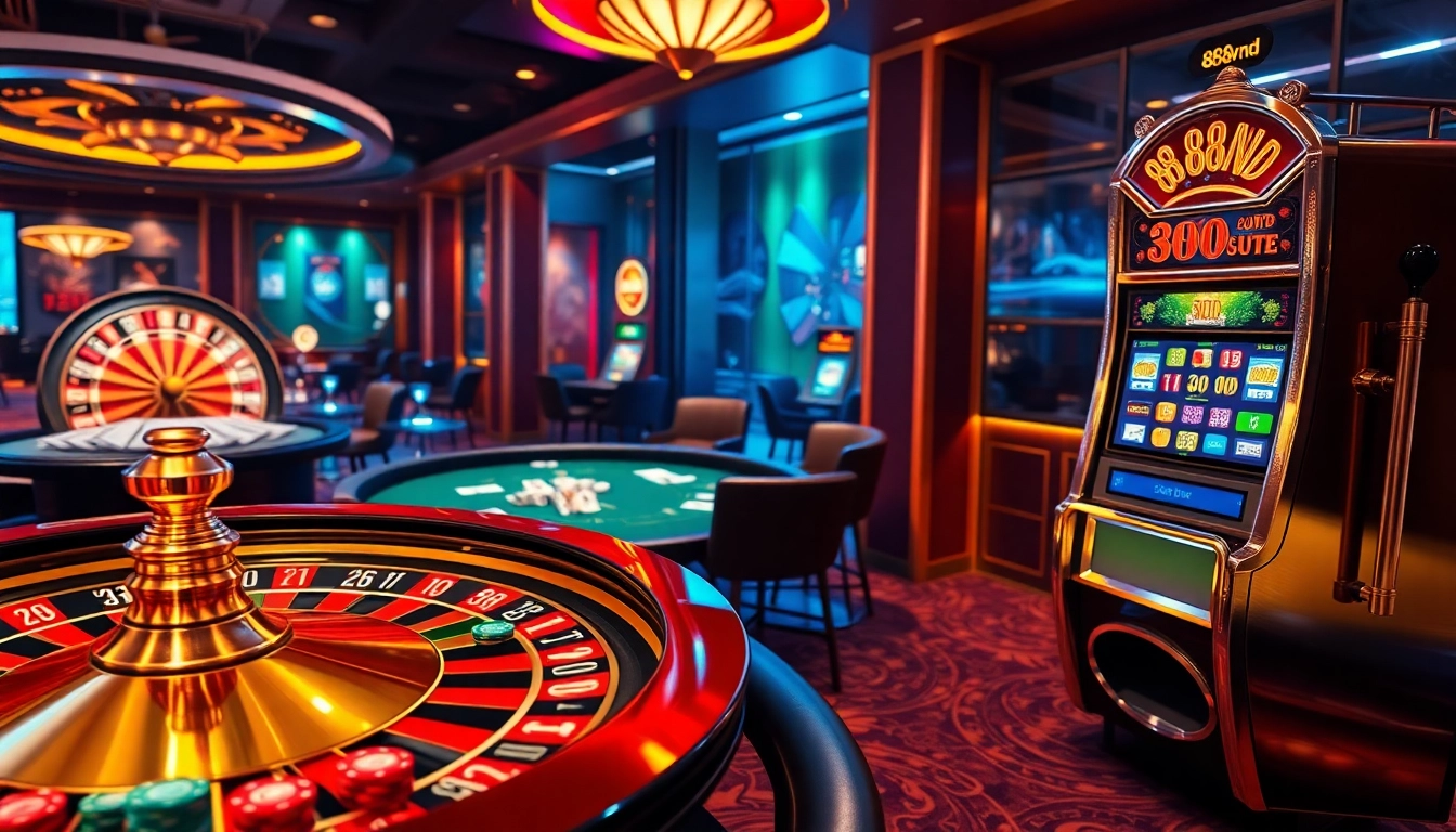 Experience high-stakes gambling with vibrant tables and betting slips showcasing 888vnd excitement.