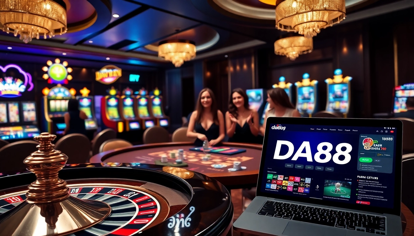 Experience the thrill at https://da88j.com/ with vibrant casino action around poker tables and roulette wheels.