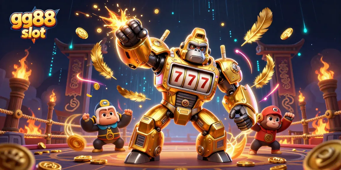 Experience thrilling gameplay with gg88 slot featuring a transformer gorilla mech and dynamic casino elements.