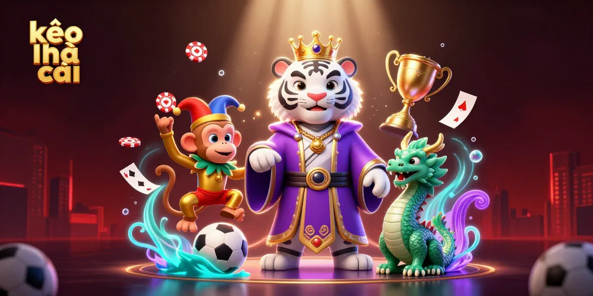 Engage with kèo nhà cái as the elegant tiger leads a vibrant sports betting scene with dynamic characters.