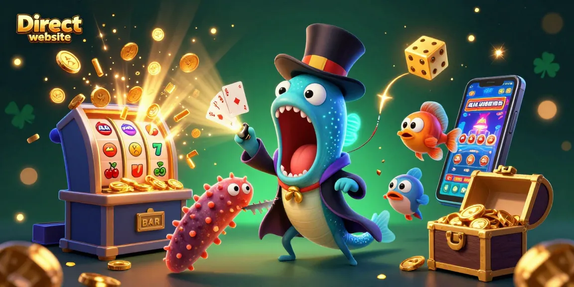Engage with the thrilling Direct website experience featuring vibrant 3D characters and dynamic casino elements.