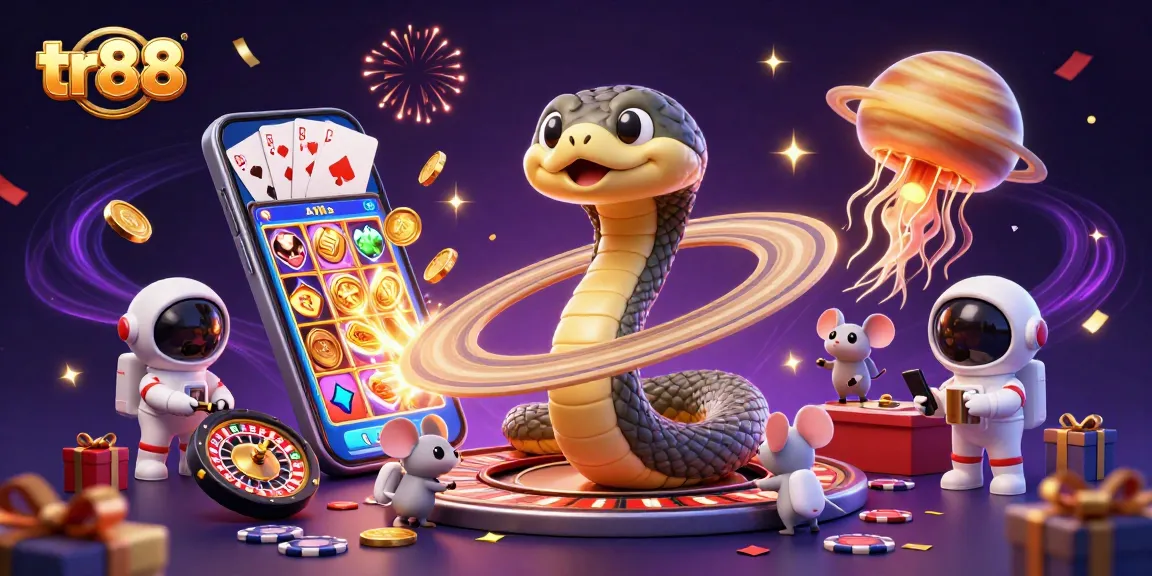 Experience the thrill of betting at tr88 with a vibrant cosmic casino illustration.