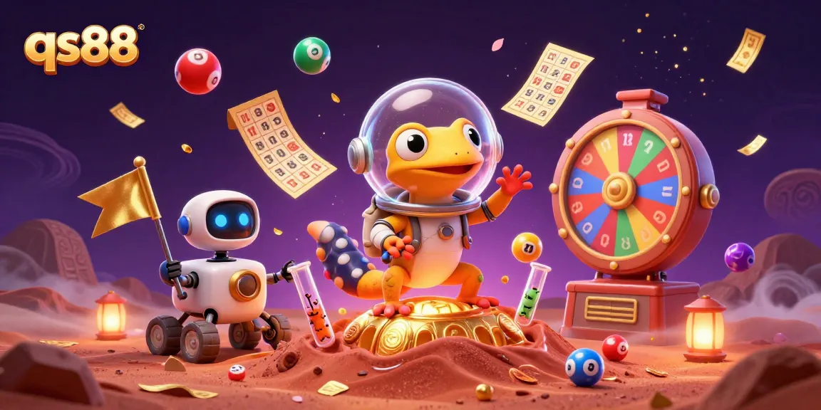 Experience thrill at qs88 with a Martian gecko dreamily landing on a golden casino.