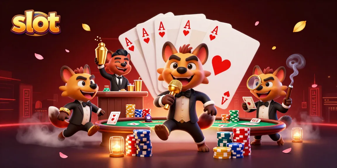 Spin and win at the slot tables with playful hyenas in a comedy casino scene.